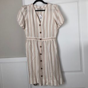 Loft Striped Linen Dress